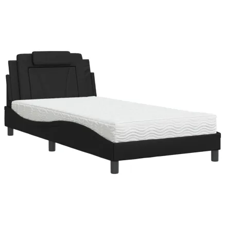 Lit Viana avec matelas noir 100x200 cm similicuir 2