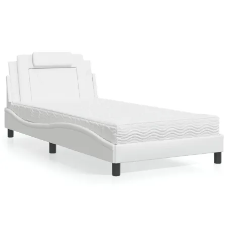 Lit Viana avec matelas blanc 100x200 cm similicuir