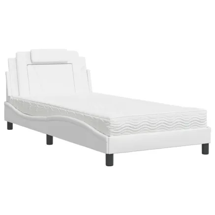 Lit Viana avec matelas blanc 100x200 cm similicuir 2