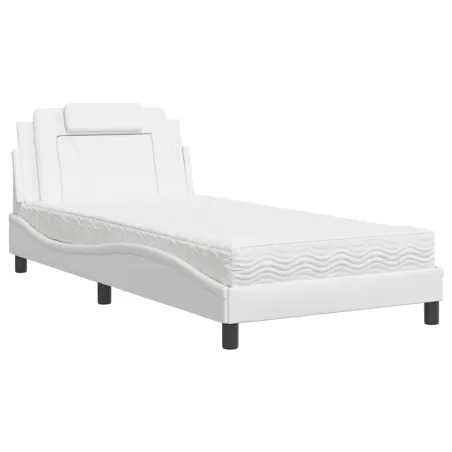 Lit Viana avec matelas blanc 100x200 cm similicuir