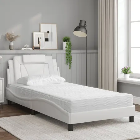 Lit Viana avec matelas blanc 100x200 cm similicuir