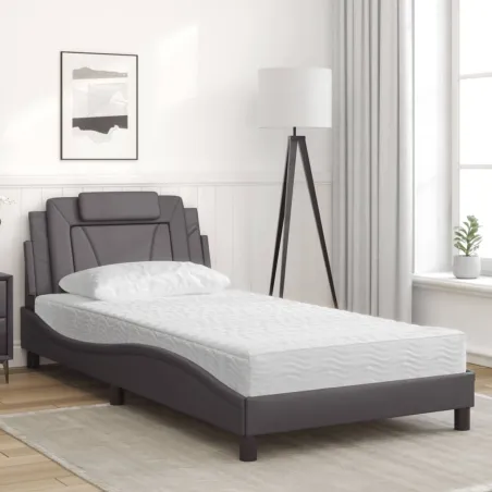 Lit Viana avec matelas gris 100x200 cm similicuir