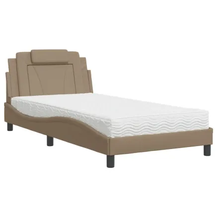 Lit Viana avec matelas cappuccino 100x200 cm similicuir 2