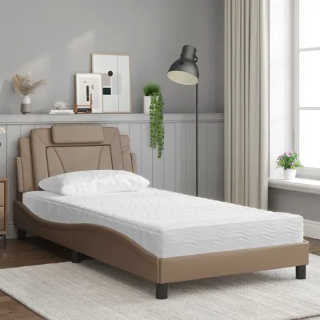 Lit Viana avec matelas cappuccino 100x200 cm similicuir