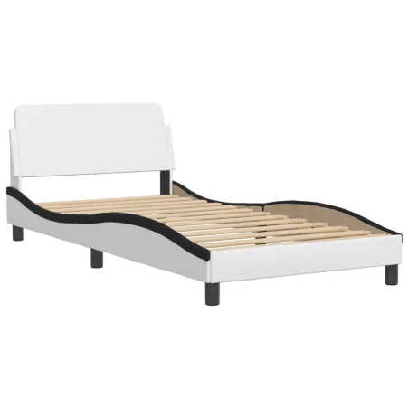 Lit Viana avec matelas blanc et noir 100x200 cm similicuir