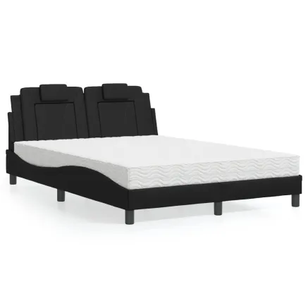 Lit Viana avec matelas noir 120x200 cm similicuir