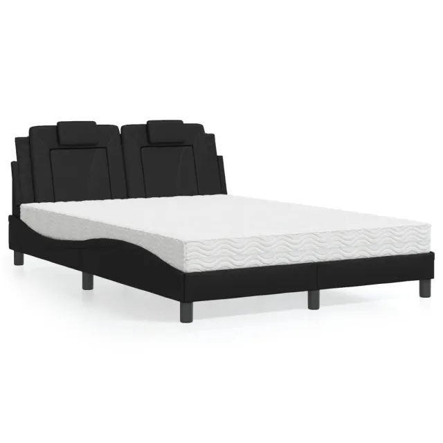 Lit Viana avec matelas noir 120x200 cm similicuir