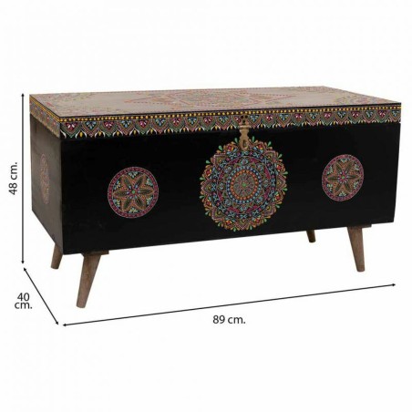 Koffer Alexandra House Living Zwart Multicolour Mangohout Hout MDF 40