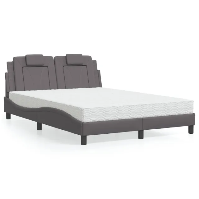 Lit Viana avec matelas gris 120x200 cm similicuir