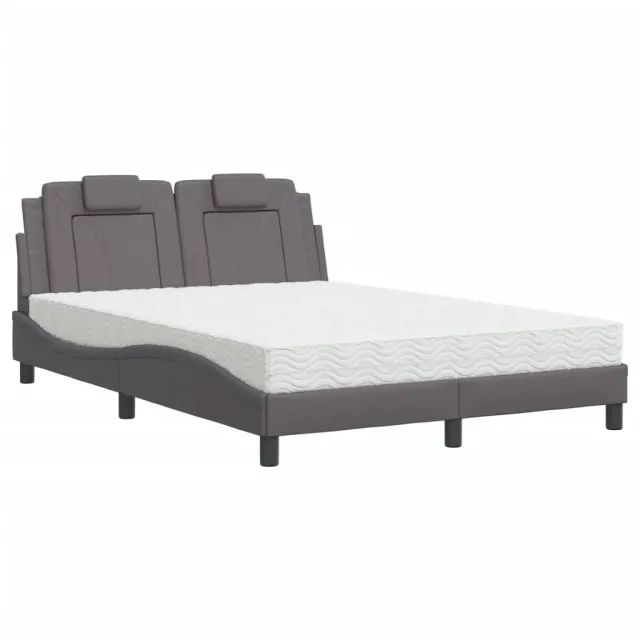 Lit Viana avec matelas gris 120x200 cm similicuir