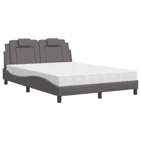 Lit Viana avec matelas gris 120x200 cm similicuir