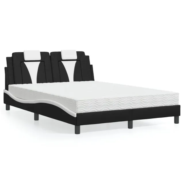 Lit Viana avec matelas noir et blanc 120x200 cm similicuir