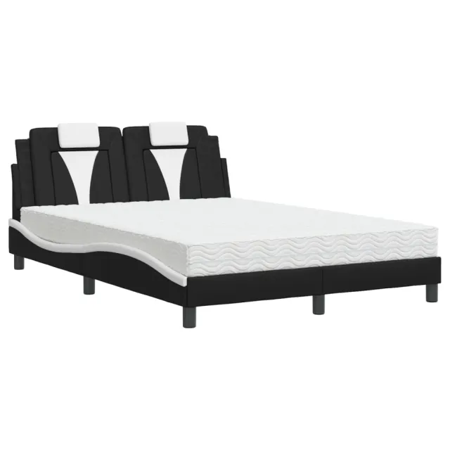 Lit Viana avec matelas noir et blanc 120x200 cm similicuir