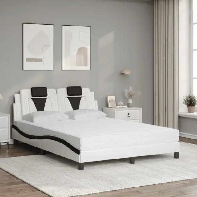 Lit Viana avec matelas blanc et noir 120x200 cm similicuir