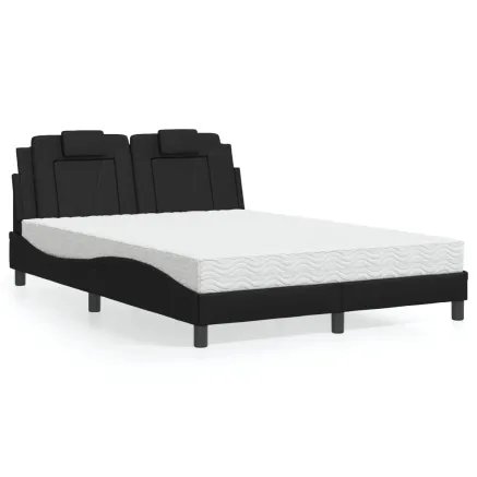 Lit Viana avec matelas noir 140x190 cm similicuir