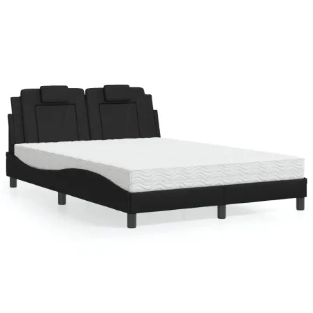 Lit Viana avec matelas noir 140x190 cm similicuir