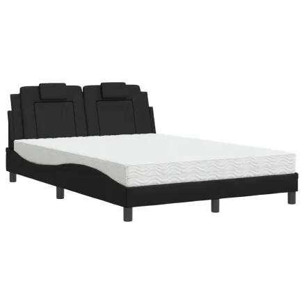 Lit Viana avec matelas noir 140x190 cm similicuir 2