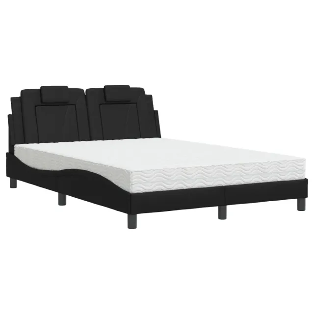 Lit Viana avec matelas noir 140x190 cm similicuir