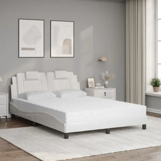 Lit Viana avec matelas blanc 140x190 cm similicuir