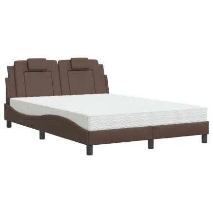 Lit Viana avec matelas marron 140x190 cm similicuir 2