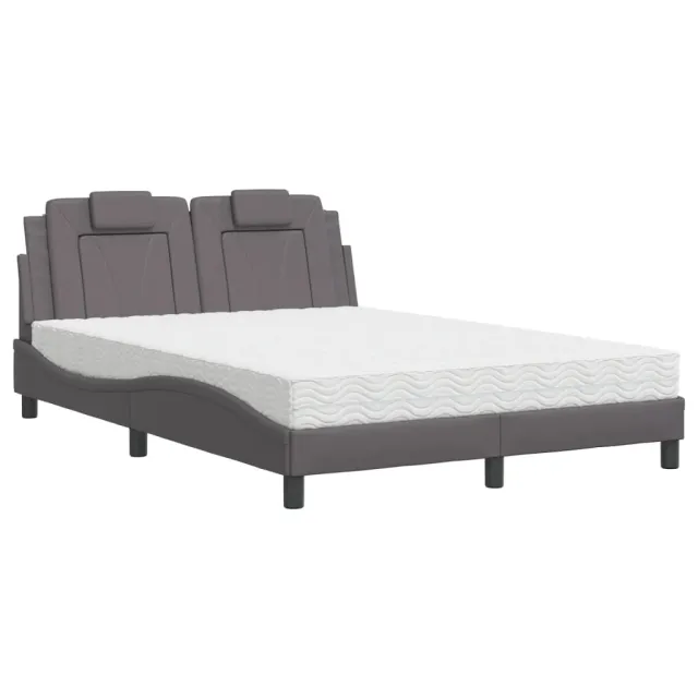 Lit Viana avec matelas gris 140x190 cm similicuir