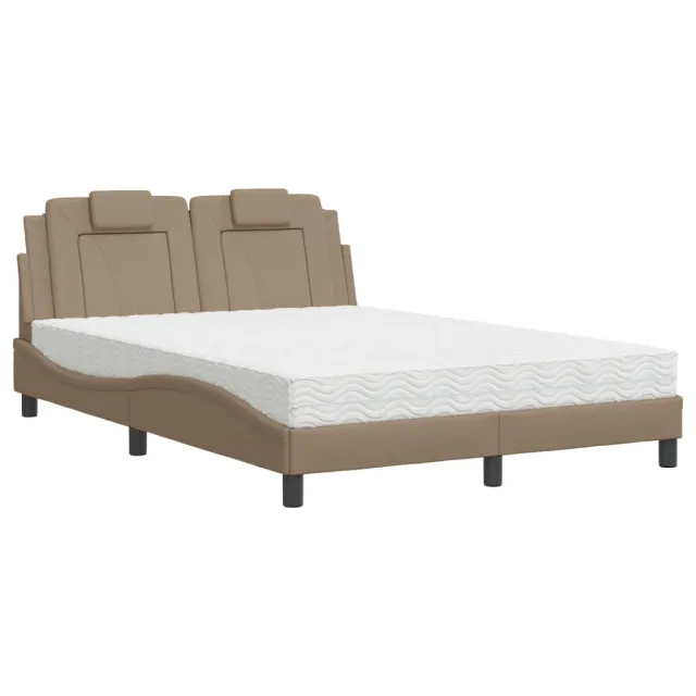 Lit Viana avec matelas cappuccino 140x190 cm similicuir