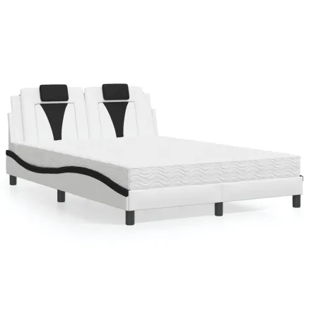 Lit Viana avec matelas blanc et noir 140x190 cm similicuir