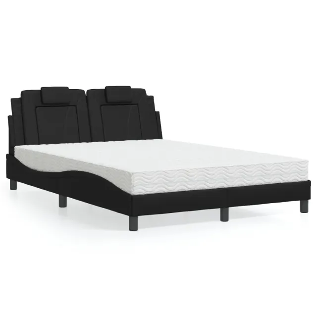 Lit Viana avec matelas noir 140x200 cm similicuir