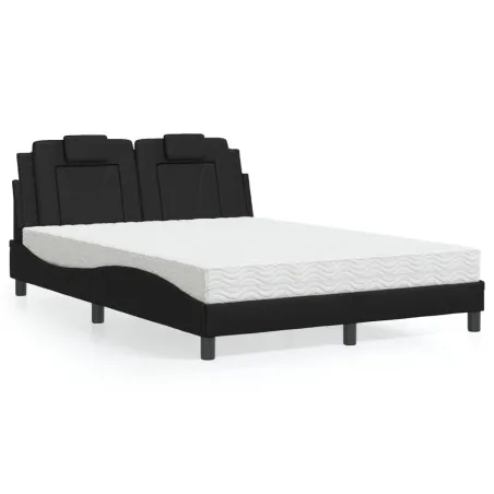 Lit Viana avec matelas noir 140x200 cm similicuir