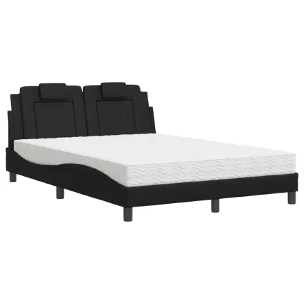 Lit Viana avec matelas noir 140x200 cm similicuir 2