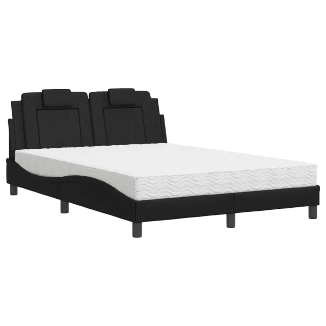 Lit Viana avec matelas noir 140x200 cm similicuir