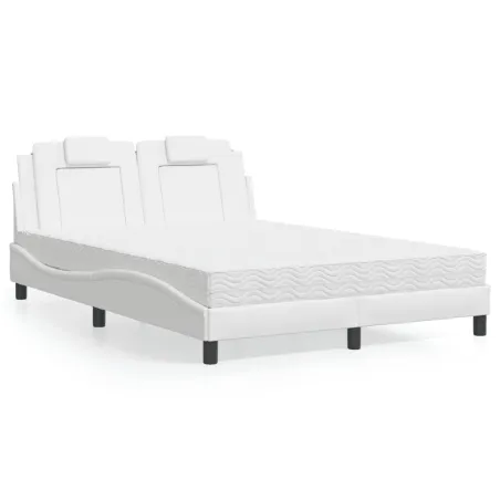 Lit Viana avec matelas blanc 140x200 cm similicuir
