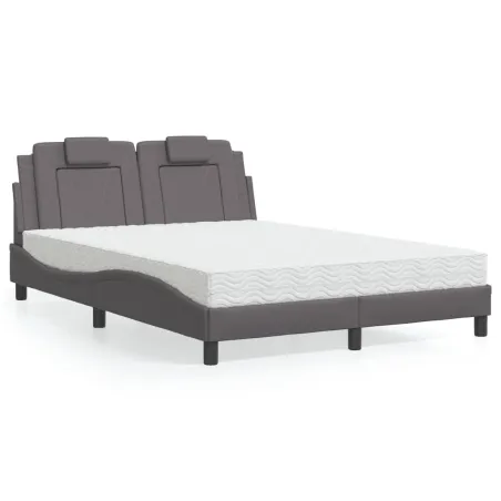 Lit Viana avec matelas gris 140x200 cm similicuir
