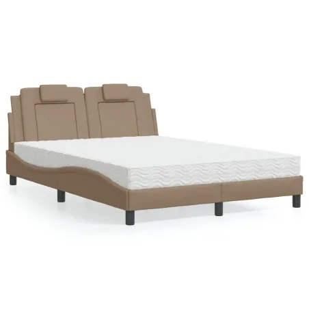 Lit Viana avec matelas cappuccino 140x200 cm similicuir