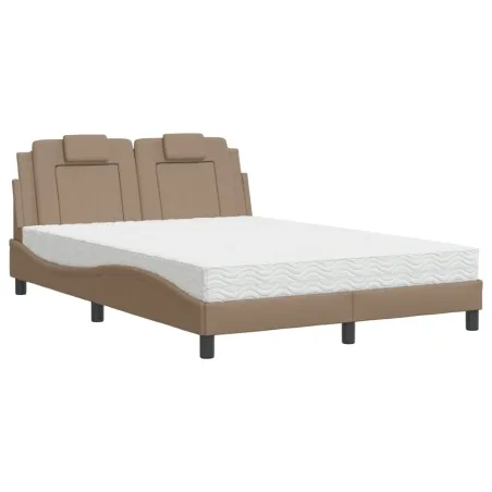 Lit Viana avec matelas cappuccino 140x200 cm similicuir