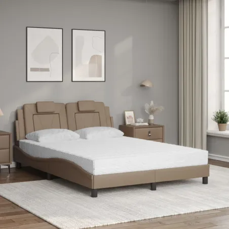 Lit Viana avec matelas cappuccino 140x200 cm similicuir