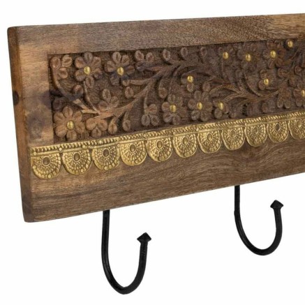 Perchero de Pared Alexandra House Living Marrón Hierro Madera de mang 2