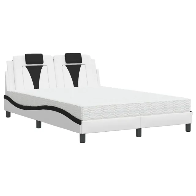 Lit Viana avec matelas blanc et noir 140x200 cm similicuir