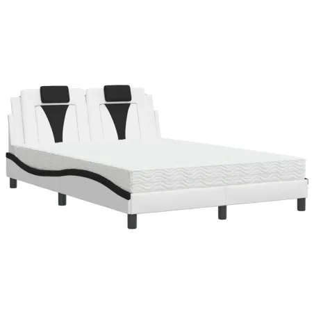 Lit Viana avec matelas blanc et noir 140x200 cm similicuir