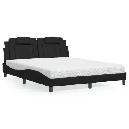 Lit Viana avec matelas noir 160x200 cm similicuir