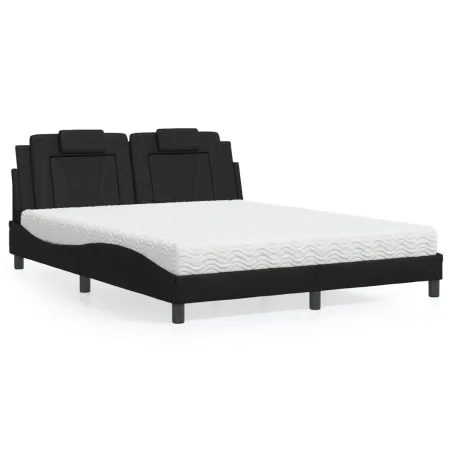 Lit Viana avec matelas noir 160x200 cm similicuir