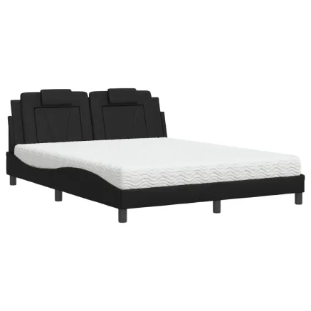 Lit Viana avec matelas noir 160x200 cm similicuir 2