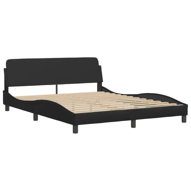 Lit Viana avec matelas noir 160x200 cm similicuir