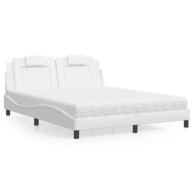 Lit Viana avec matelas blanc 160x200 cm similicuir