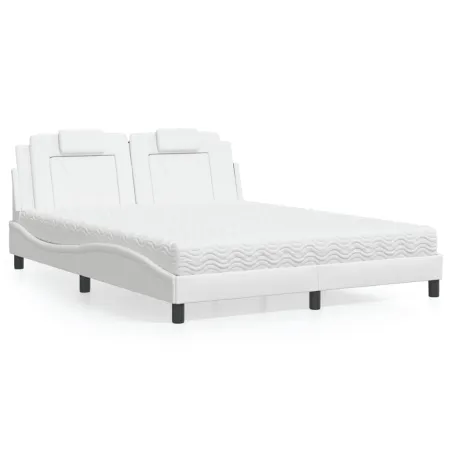 Lit Viana avec matelas blanc 160x200 cm similicuir