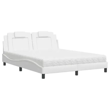 Lit Viana avec matelas blanc 160x200 cm similicuir 2