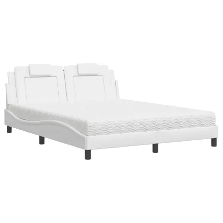 Lit Viana avec matelas blanc 160x200 cm similicuir