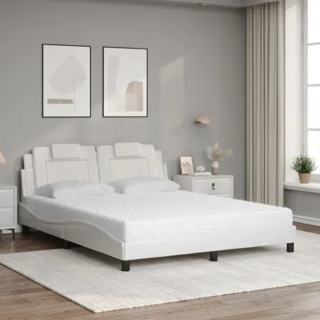 Lit Viana avec matelas blanc 160x200 cm similicuir
