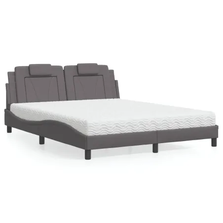 Lit Viana avec matelas gris 160x200 cm similicuir