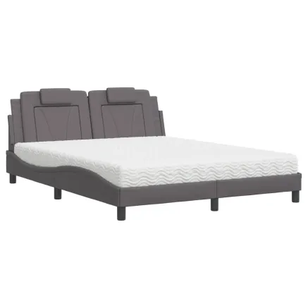 Lit Viana avec matelas gris 160x200 cm similicuir 2
